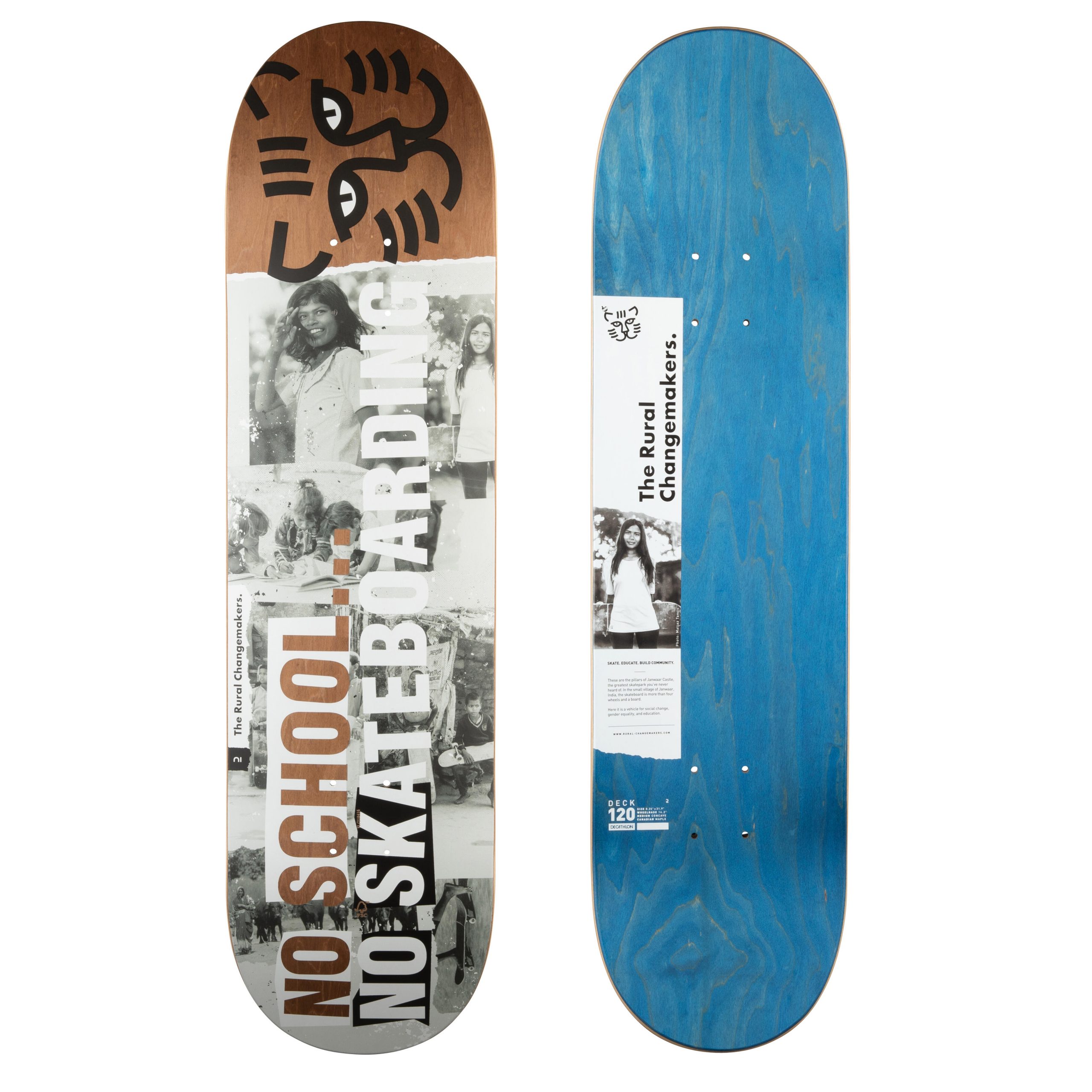 de studie Vorming contant geld Find Exclusive Design OXELO Skateboard Deck Maple DK120 "Rural  Changemakers" Size 8.25" | 49$ to match any outfit